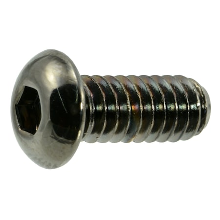 Midwest Fastener 1/4"-20 Socket Head Cap Screw, Button, Black Chrome Plated Steel, 5/8 in Length, 8 PK 33925